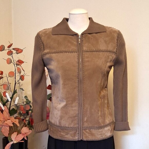 NWT Woman's Light Brown Camel Zip-Up Cardigan Knitwear Lightweight Sweater 6 S - Picture 2 of 6